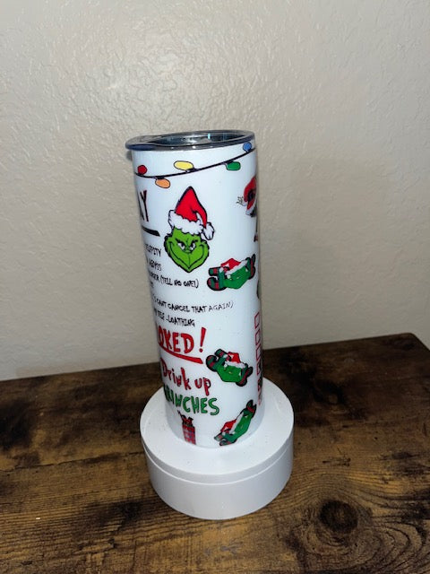 Grinch Tumbler With Lid and Straw Stainless Steel 20oz Grinch