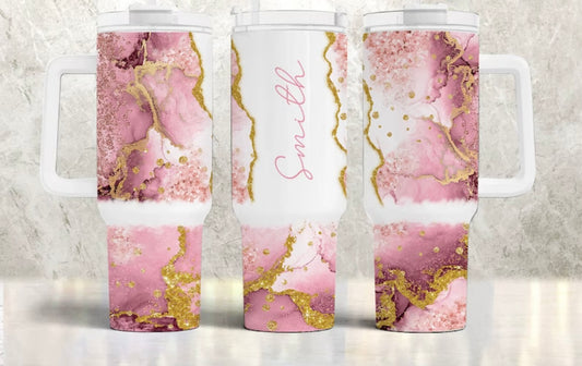 Marble Glitter Name Tumbler