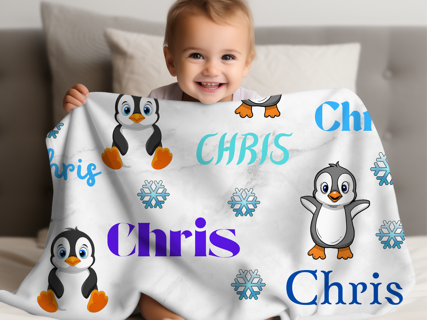 Penguin baby blanket