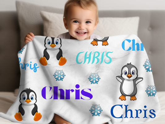 Penguin baby blanket